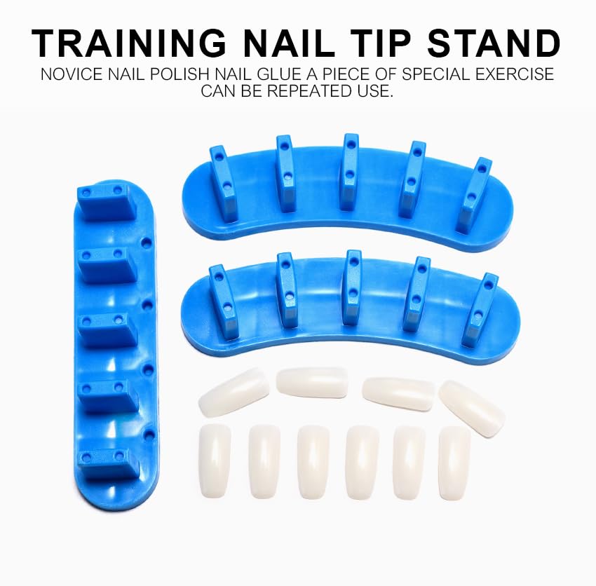 Purple: Rolabling 3Pcs False Nail Art Tips Practice Display Stand Tool for Gel Nail Polish DIY Nail Training Tools (Purple)
