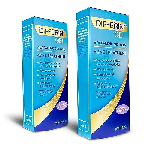 Differin Adapalene Gel 0.1% Acne Treatment, 45 gram, 180-day supply, 1.6 Ounce (Pack of 2)