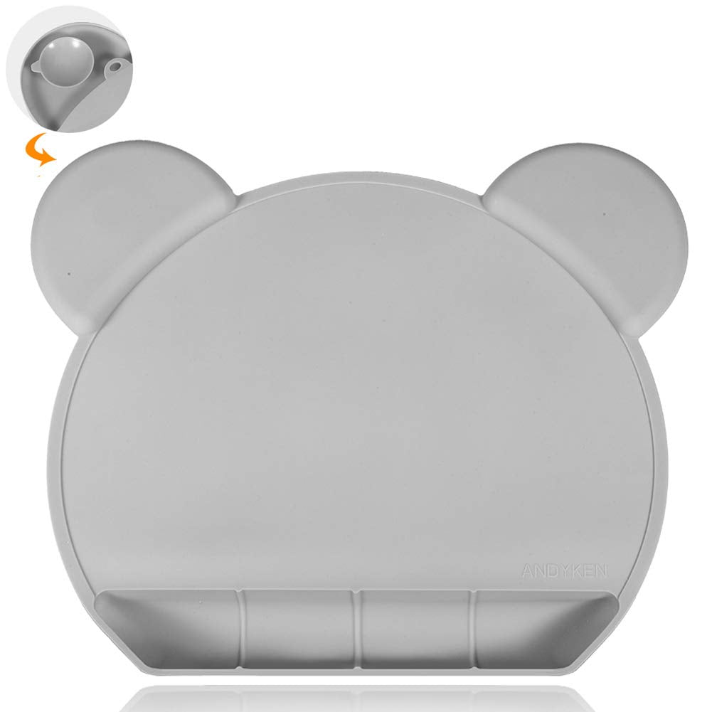Food Catching Baby Placemat with Suction - Non-Slip Placemats for Kids with Strong Suction Silicone Placemats Suction Babies Toddlers Tiny Diner Placemat Roll Up Non Slip Washable Baby Restaurant Mat