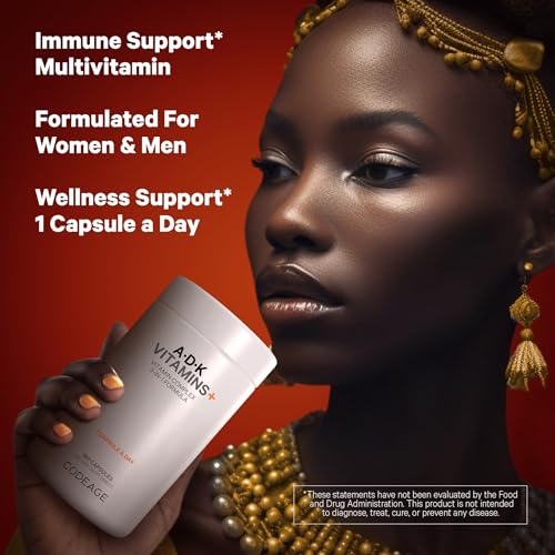 Codeage ADK Vitamins Supplement - Essential Vitamin A, Vitamin D3 5000 IU, Vitamin K1 & K2 (MK4 & MK7) - 6-Month Supply - A D K Vitamins, 1 Capsule per Serving, Non-GMO, Gluten-Free - 180 Capsules