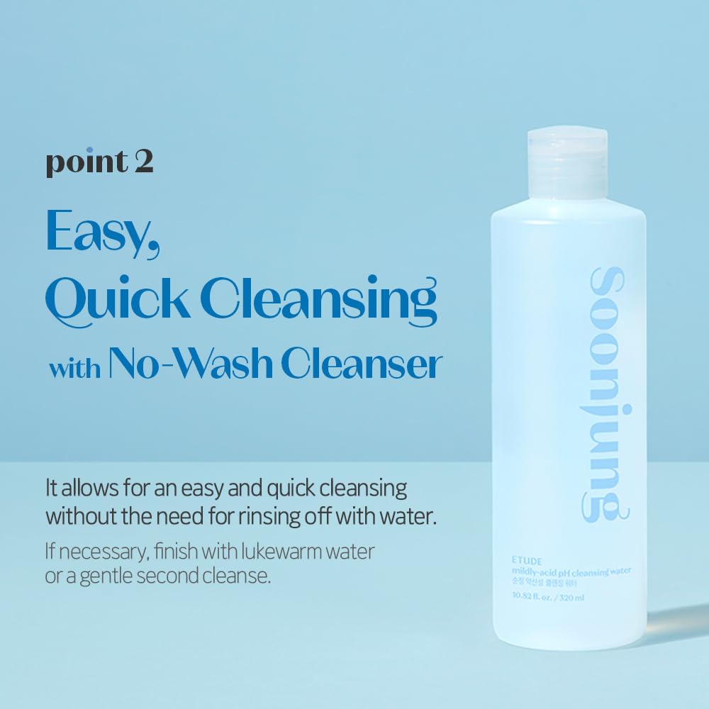 ETUDE SoonJung 5.5 Cleansing Water 320ml (23AD)| Low pH Face Cleanser | Korean Hypoallergenic Skin Care | Removes Makeup and Impurities on the Skin