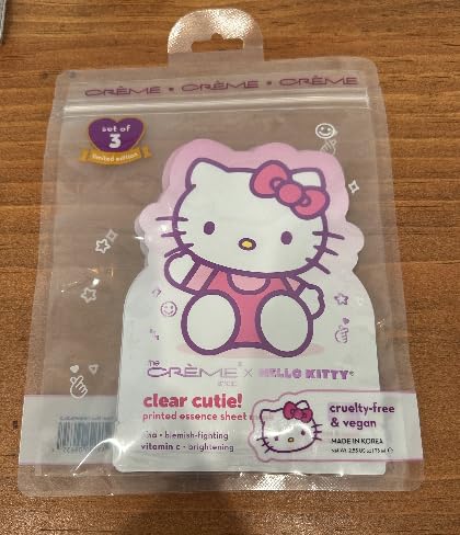 The Crème Shop x Hello Kitty Clear Cutie Printed Essence Sheet Mask, K Beauty Facial Mask (3pk)