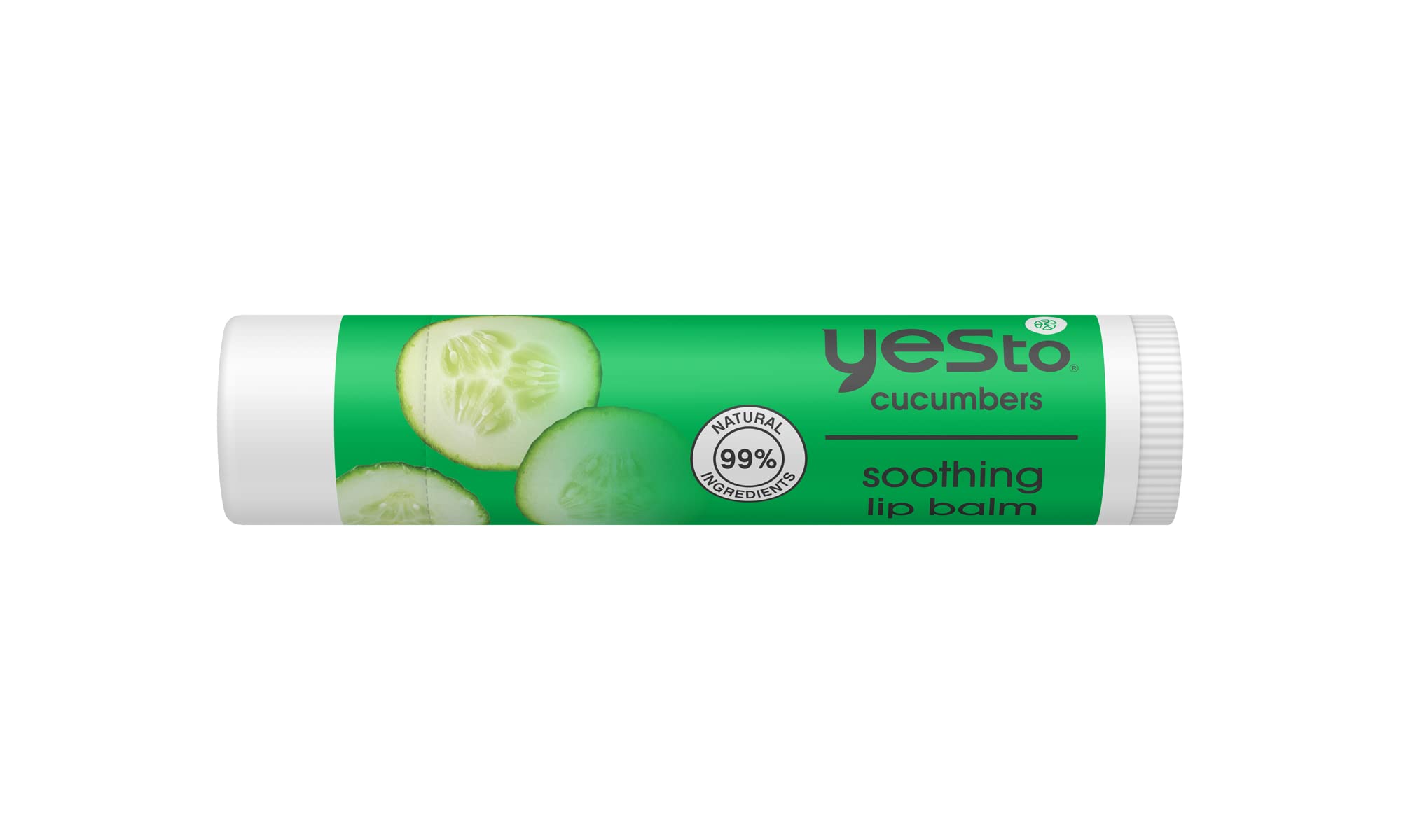 Yes To Cucumber Soothing Lip Balm - For Sensitive Skin + Cucumber and Aloe Vera + Moisturize and Restore Dry, Cracked Lips + 99% natural ingredients, White