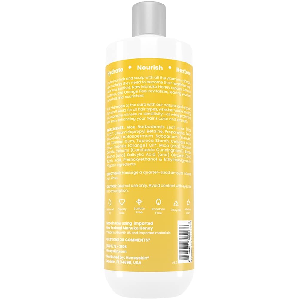 Hair Growth Shampoo for Women with Manuka Honey - Best Shampoo for Thinning Hair and Hair Loss - Sulfate-Free Shampoo for Color-Treated hair and Dry Scalp Hydrating Shampoo (16 oz)