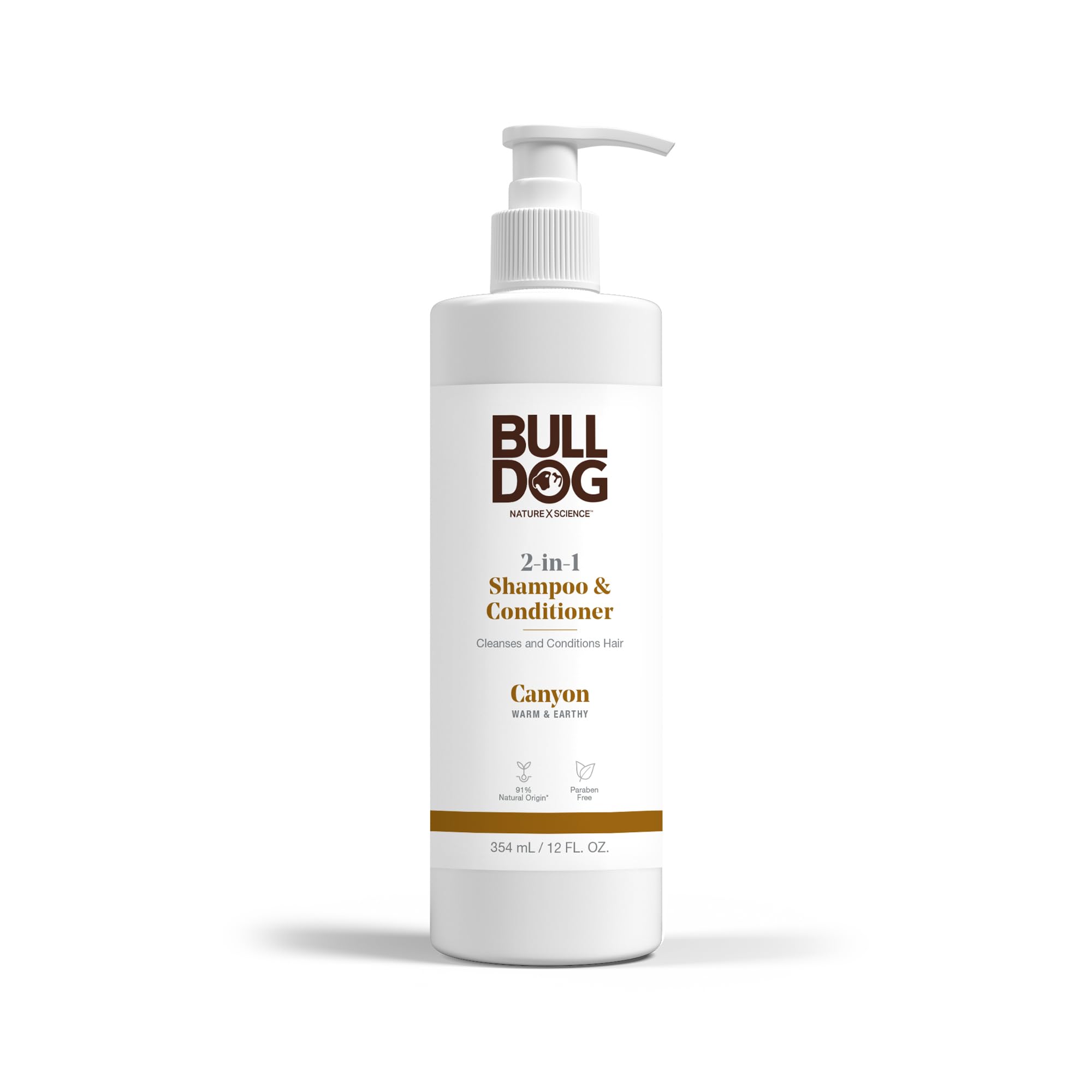 Bulldog Mens Skincare and Grooming 2-in-1 Shampoo and Conditioner, Canyon, 12 Fluid Ounces