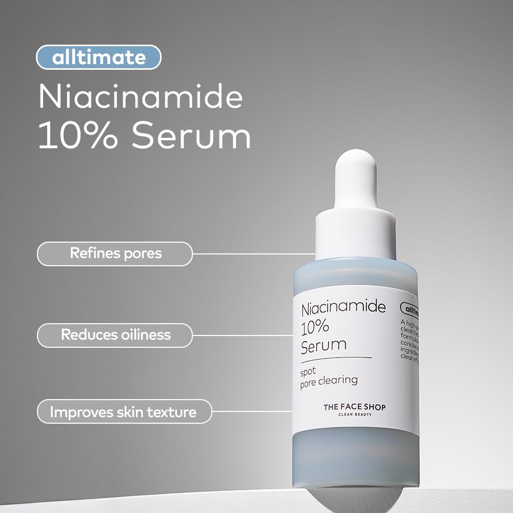 The Face Shop Alltimate Niacinamide 10% Serum for Face with Caffeine & Peptide, Korean Skin Care, Oil Control & Pores Reducer, Improve Skin Elasticity, Face Serum for Sensitive Skin, Non-comedogenic