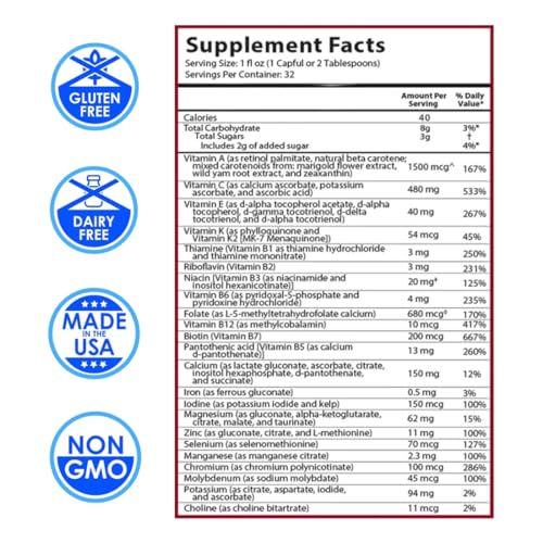 intraKID DRUCKER Labs 2.0 Organic Liquid Trace Minerals, Liquid Multivitamin for Kids, Immune Support, Non GMO, Dairy Free, Gluten Free, Magnesium, Vitamin D, C, E, Zinc, (32 oz., Fruity Raspberry)