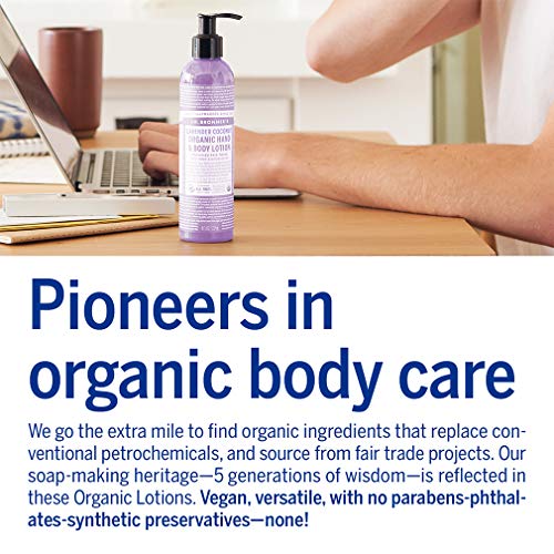 Dr. Bronner's - Organic Lotion (Lavender Coconut, 8 Ounce) - Body Lotion and Moisturizer, Certified Organic, Soothing for Hands, Face and Body, Highly Emollient, Nourishes and Hydrates, Vegan, Non-GMO