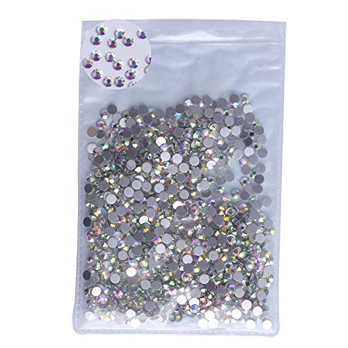 PrettyG 2880pcs SS4 Nail Crystals AB Coating Nail Art Sparkly Round Flatback Rhinestones, Non-Self-Adhesive AB-S4