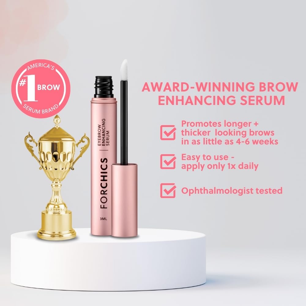 ForChics ForBrow Eyebrow Growth Serum For Thicker Brows - Natural & Organic Conditioner For Fuller and Thick Eyebrows | Vegan & Cruelty-Free Formula | New Innovative Peptides - [0.10 fl. oz/ 3ml]