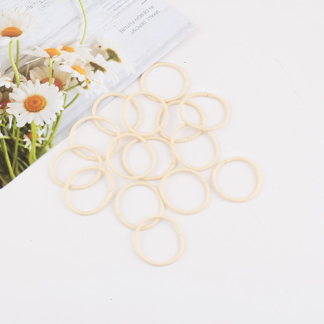 100pcs Baby Hair Ties Small Elastic Toddler Hair Ties Seamless Hair Bands Ponytail Holders for Kids Girls(2 mm x 2.5 cm,Beige Blonde)