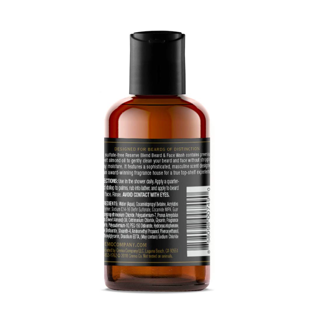 Cremo Beard and Face Wash Reserve Collection - Distillers Blend, 4 Ounce