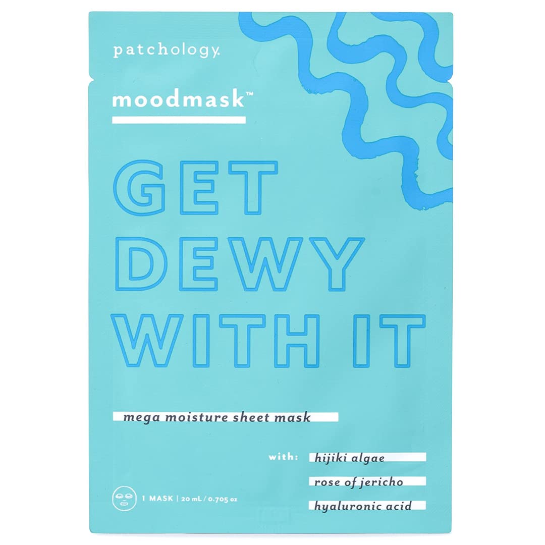 Patchology MoodmaskGet Dewy With It Facial Sheet Mask - Men and Women Face Masks Skincare Sheet for Moisturizing, Hydrating, and Dewy Skin - Best Face Sheets Moisturizer (1 Count)