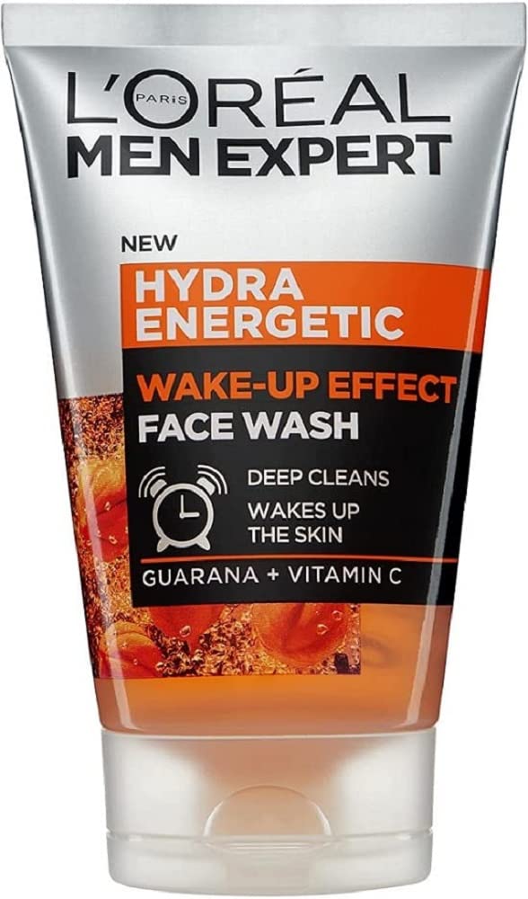 L’Oréal Paris men expert Wake-up Effect Face Wash 100ml, Hydra Energetic Face Wash With Vitamin C*, for Dull and Tired-Looking Skin, Cleanses Pores and Energises Skin