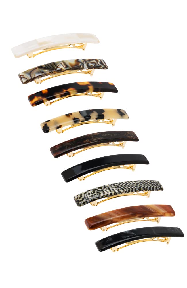 Caramel Horn : France Luxe Small Luxury Rectangle Barrette - Caramel Horn