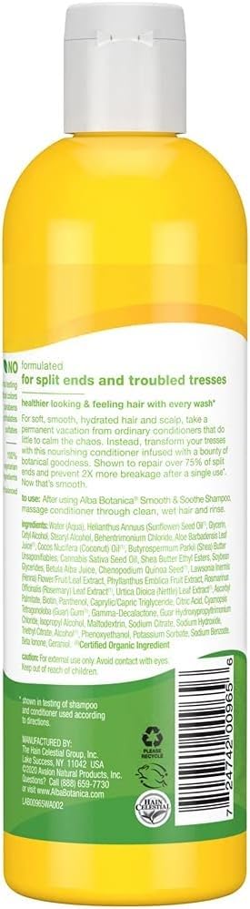 Alba Botanica Smooth & Soothe Conditioner, Cannabis Sativa Seed Oil, 12 Oz