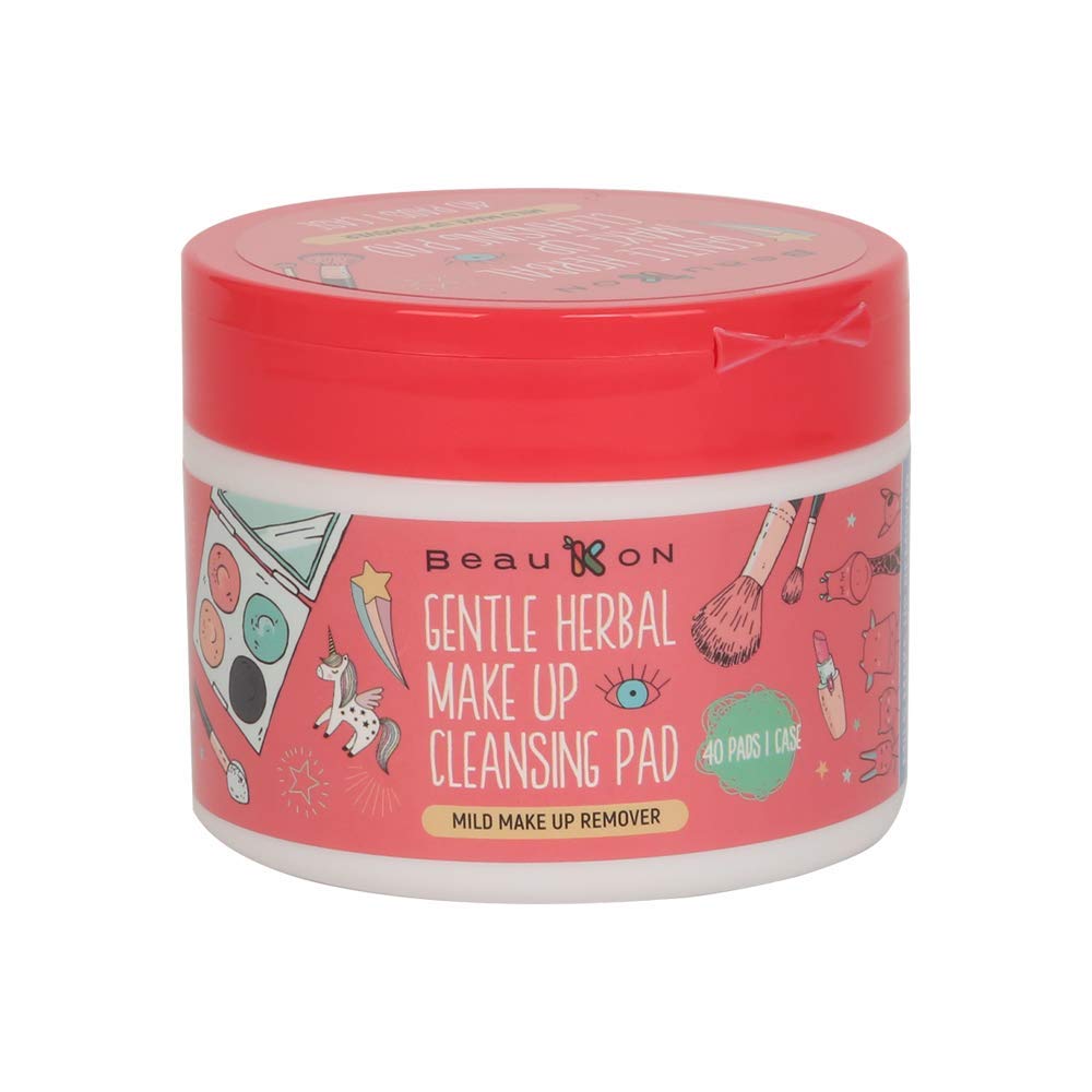 BeauKON Gentle Herbal Makeup Cleansing Pads, Centella Asiatica Gotu Kola Daily Makeup Remover Wipes (40 Count)