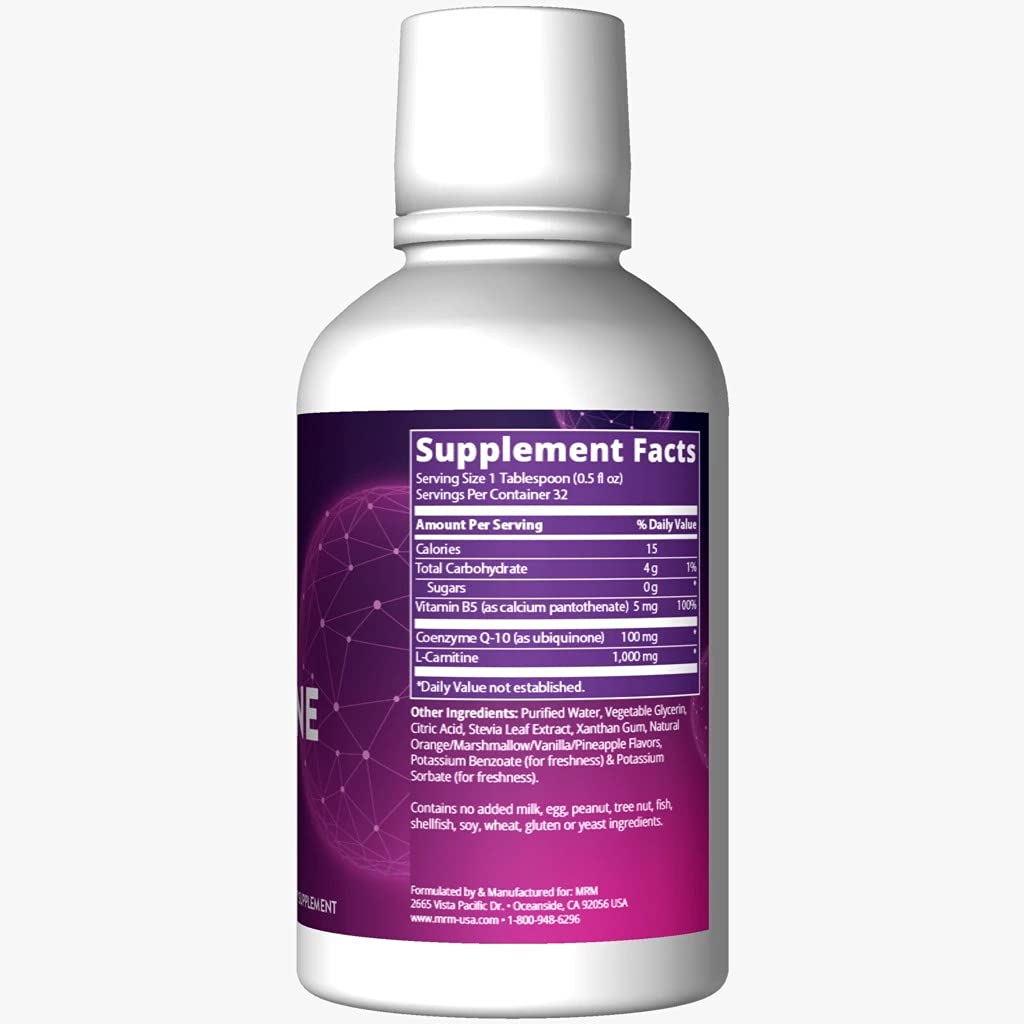 MRM Nutrition CoQ-10 L-Carnitine Liquid | Orange-Vanilla Flavored | Energy + Antioxidants | Naturally derived CoQ-10| 32 Servings