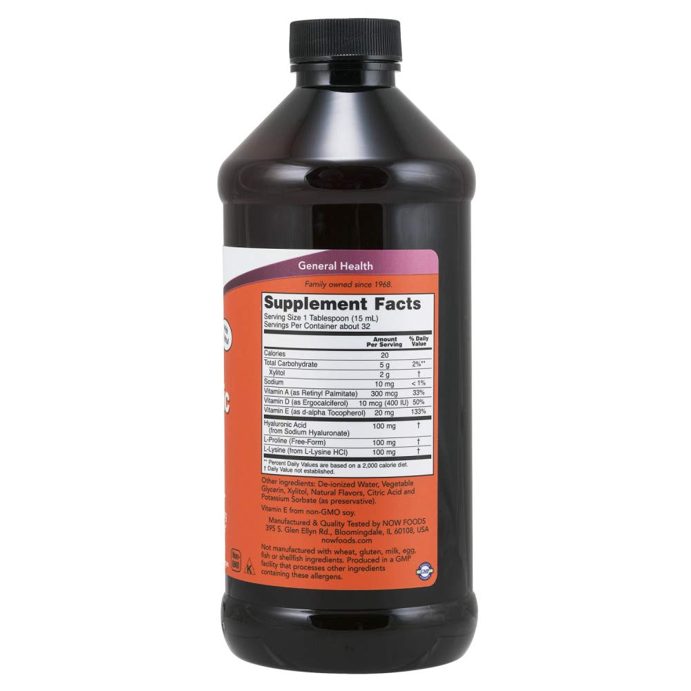 Now Foods Liquid Hyaluronic Acid 100 Milligrams, 16 Ounces