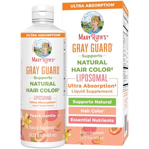 MaryRuth Organics Gray Guard Liposomal, Supports Natural Hair Color, with Copper & Pantothenic Acid, Holy Basil & Traditional Herbs, Vitamin E & Vitamin B for Overall Health, Ages 18+, 15.22 Fl oz