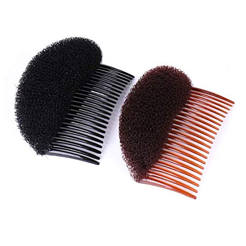 KDDOM 2 Pcs French style Bun Maker Braid Tool,Charming Bump It Up Volume Inserts Do Beehive Hair Styler Tool for Girl Woman Hair Accessories(Black,Brown)