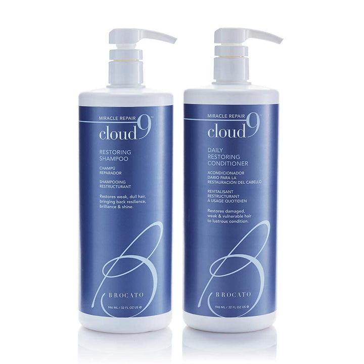 Brocato Cloud 9 Restoring Shampoo + Conditioner Duo, 32 Fl Oz | Adds Back Resilience, Moisture, & Shine | Restore Hair To Lustrous Condition | For Damaged, Dry, Normal to Oily Hair, Color Safe