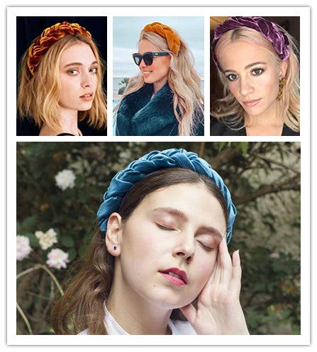 Braided Headbands Women Hair Head - Bands Velvet Padded Head Band for Women’s Hair Turban Wide Thick Twist Hairbands For Girls Washing Face Makeup Workout Yoga Running
