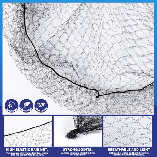 Teenitor Hair Nets for Food Service Workers, 50pcs 24inch Hair Net Hairnets for Foodservice, Black Hair Nets for Women Hair Nets for Buns, Kitchen Hair Nets for Men Bun Nets for Ballet Girls