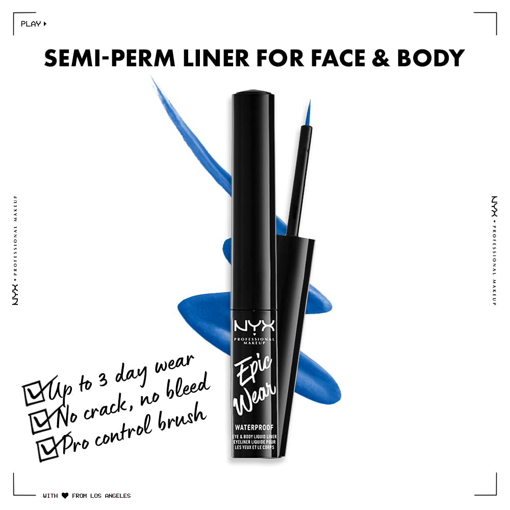 NYX PROFESSIONAL MAKEUP Epic Wear Liquid Liner, Long-Lasting Waterproof Matte Eyeliner - Sapphire