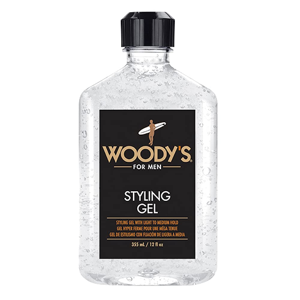 Woody's Styling Gel for Men, Light to Medium Touchable Hold, No Crunch,12 Fl Oz