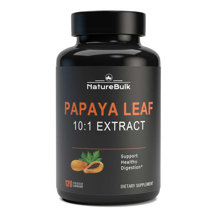 NATUREBULK Papaya Leaf Extract Capsules - 10X Strength, 120 Veg Capsules, Immune Gut & Super Digestive Health