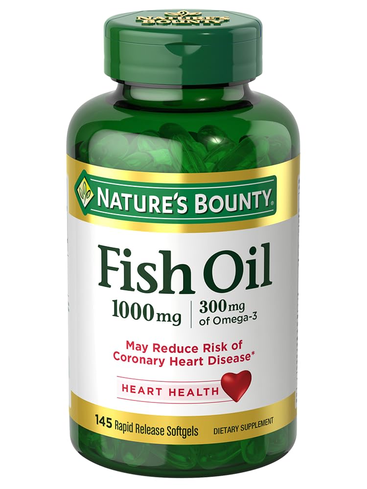Nature's Bounty Fish Oil, Supports Heart Health, 1000mg, Rapid Release Softgels, 145 Ct