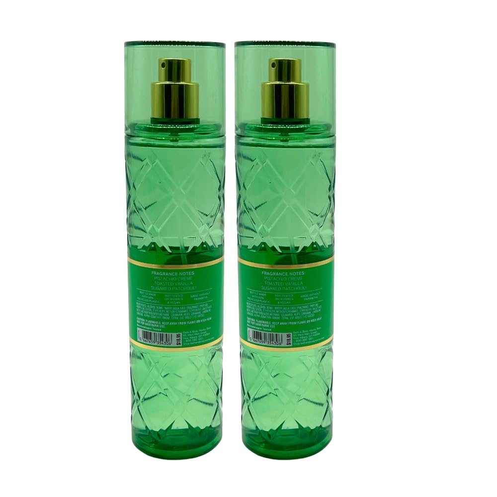Bath & Body Works PISTACHIO GLAZE Fine Fragrance Mist Gift Set with a Red Bow for Holidays 8 fl oz each - Pack of 2