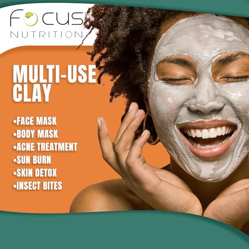 FOCUS NUTRITION Calcium Bentonite Clay - 2 lbs Calcium Bentonite Clay Powder Clay Mask for Face Body Detox Hair Mask Skincare Ancient Healing Clay
