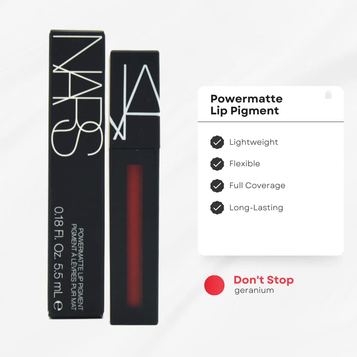 Pigment Lipstick - Don't Stop, Geranium - Weightless, Smudge-Resistant, Long-Lasting, Full Coverage_AB
