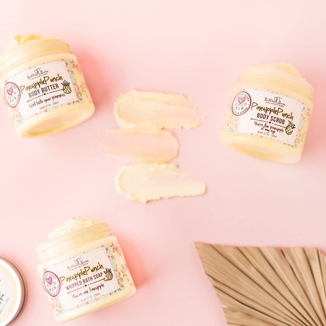 Bella & Bear Pineapple Body Butter, Hydrating Formula - Vegan Travel Size, 3.4oz' (3.4 oz)