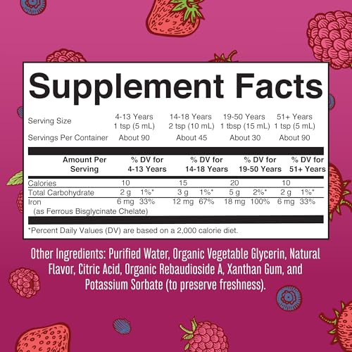 MaryRuth Organics Iron Supplement for Women Men & Kids, Liquid Iron Supplement for Women Men & Kids, Iron for Healthy Blood & Oxygen, Ages 4 & Up, Sugar Free, Vegan, Non-GMO, Gluten Free, 15.22 Fl Oz