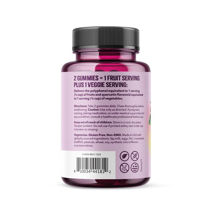 LifeSeasons Fruit & Veggie Gummy Supplement - 16 Fruits Vegetables & Sprouts - Vitamins Minerals & Antioxidants - Nutritional Support for Immunity & Wellness - 3X More Potent - 60 Gummies