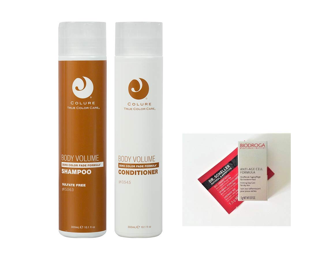 Colure True Color Care BODY VOLUME Shampoo & Conditioner DUO 10.1 oz each + 2 Free Samples. Products are Vegan, Cruelty Free, Organic. FREE of Sulfates, Parabens, Dyes, Petrolatum, Wheat & Soy.