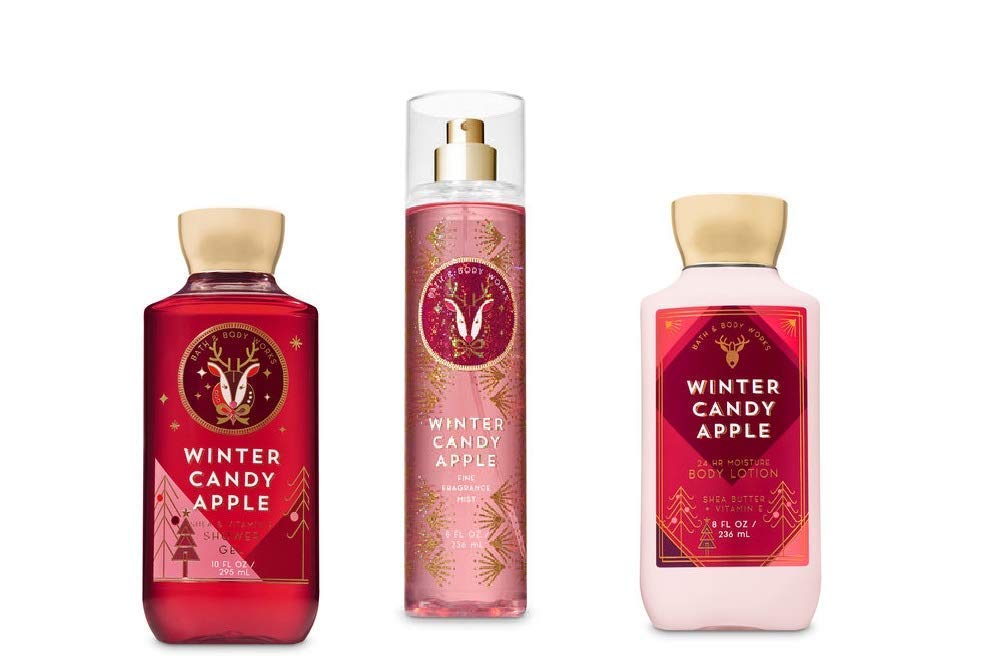 Bath & Body Works - Winter Candy Apple - Winter 2019 - Daily Trio - Shower Gel, Fine Fragrance Mist & Super Smooth Body Lotion