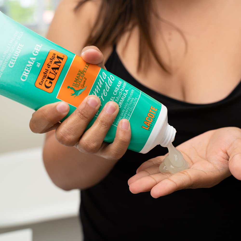 Guam Cooling Anti Cellulite Cream for Thighs and Legs, Natural Cellulite Treatment with Menthol and Seaweed, Best After Body Wrap, Skin Firming Cream Gel, 8.4 OZ