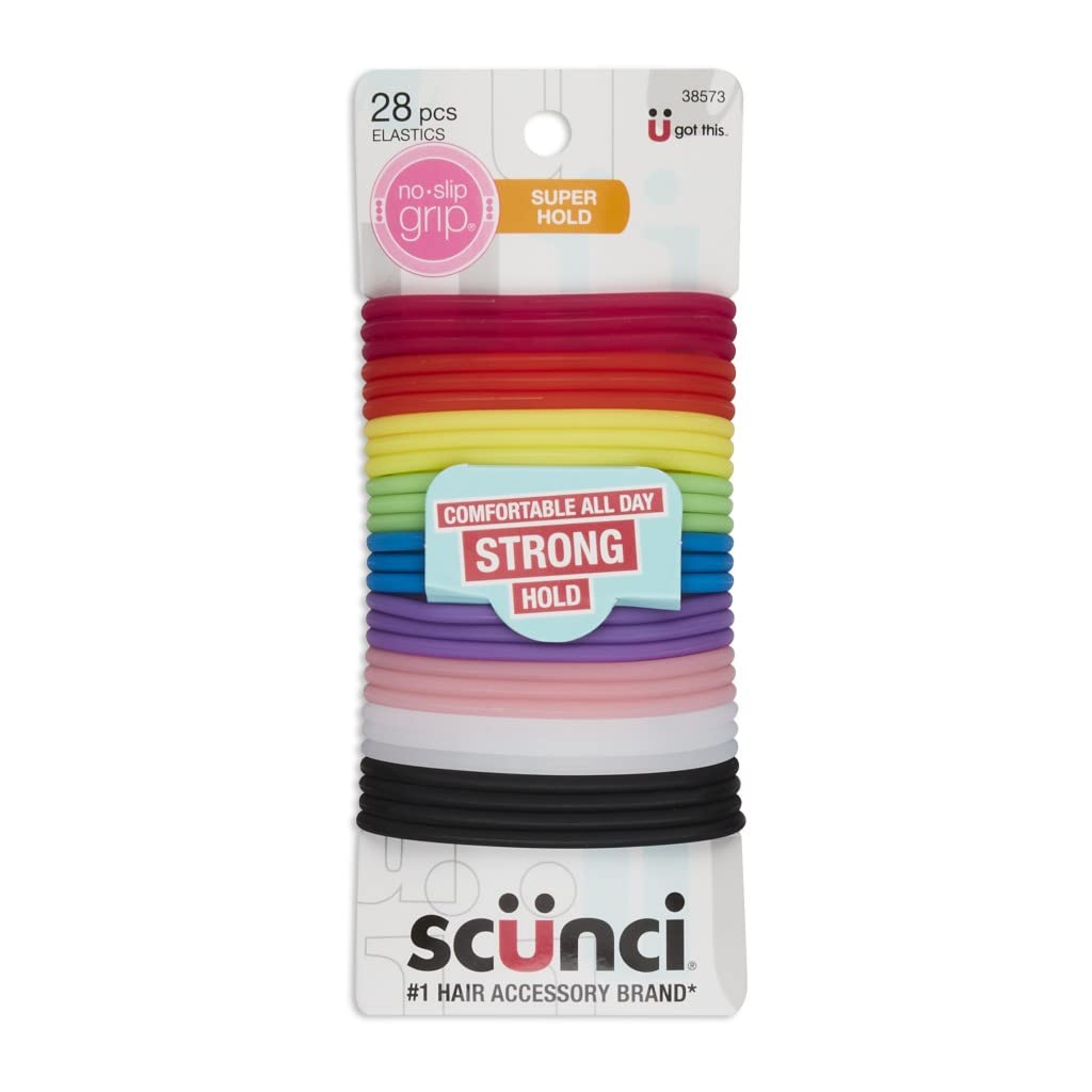 Scunci 28pk Noslp Grp Evo Size 28ct Scunci No Slip Grip New Evolution Elastics 28 Ct