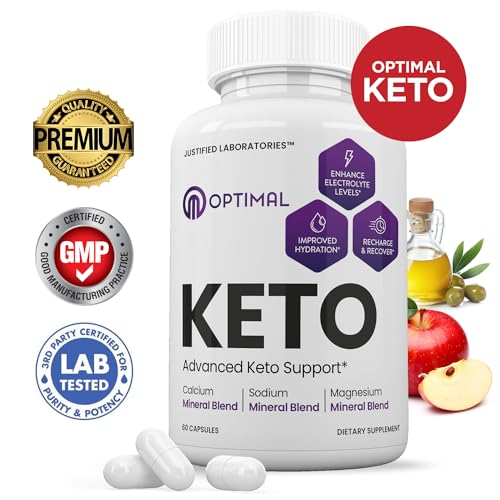 Optimal Keto Pills 1275MG New & Improved Formula Contains Apple Cider Vinegar Extra Virgin Olive Oil Powder Green Tea Leaf 60 Capsules