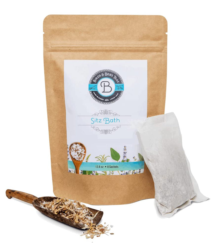 Sitz Bath by Birds & Bees Teas - Postpartum and Hemorrhoid Relief Sitz Bath Herbs. All Natural Soothing and Healing Pain Relief. 8 Sachets