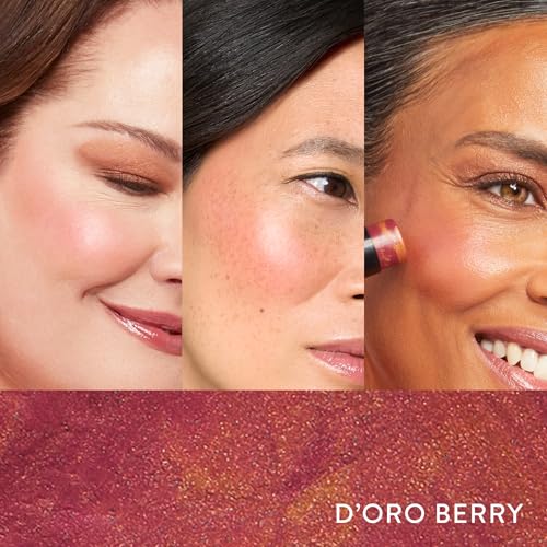 LAURA GELLER NEW YORK Italian Marble Blush Makeup Stick | Cream Finish Marbleized Blush for Cheeks, D'oro Berry