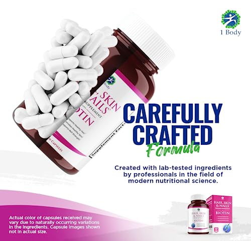 Hair, Skin and Nails Vitamin Supplement with Biotin, Each Bottle Contains 26 Essential Vitamins, 3 Bottle Pack, Growth Formula for Men and Women