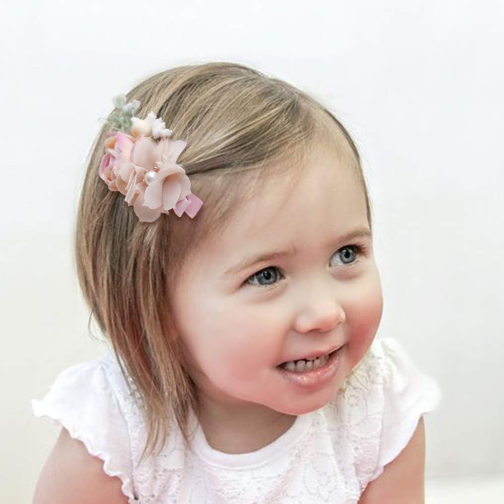 mligril Baby Girls Flower Hair Clips-3pcs Floral Hair Bows Alligator Barrettes for Infant Toddler