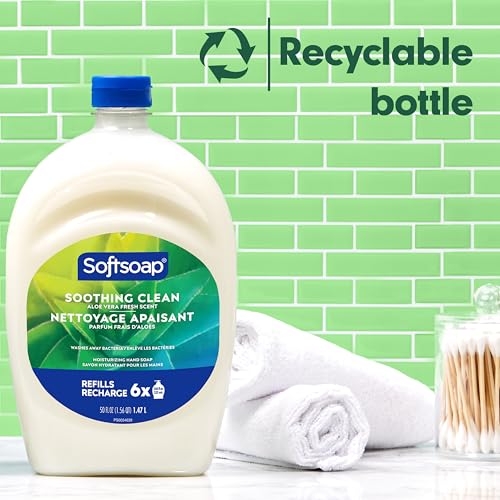 Softsoap - US05264A SOFTSOAP Liquid Hand Soap Refill, Soothing Aloe Vera, 50 Ounce Bottle, Bathroom Soap, Bulk Soap, Moisturizing Hand Soap, Premium Scented Hand Soap (Pack of 6) Packaging May Vary