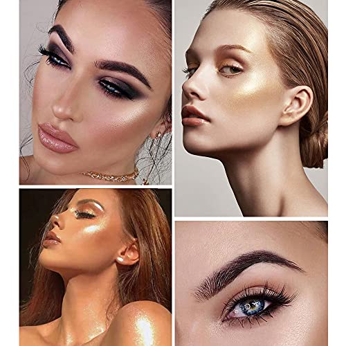 AKARY Face Glitter Blush Pink Shimmer Highlighter Blusher Powder Makeup Cosmetics Facial Contour Corrector Shine Rouge (#01 Pearl White)