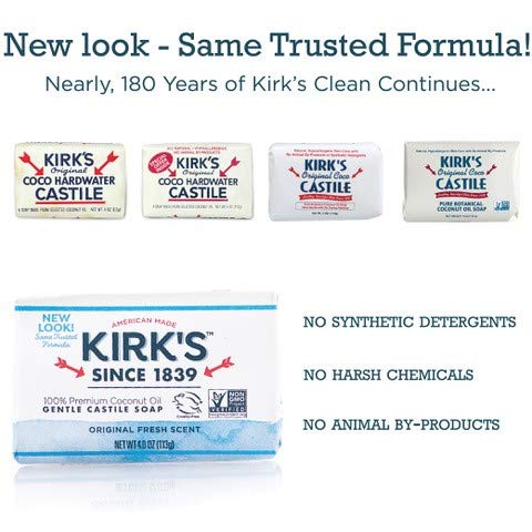 Kirk's Original Coco Castile Bar Soap Original Fresh Scent 4 Ounces (Pack of 10)